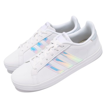 ACS] Adidas 休閒鞋Courtpoint 女鞋白珠光炫彩皮革經典板鞋愛迪達