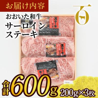 ふるさと納税 佐伯市 おおいた和牛 サーロインステーキ (計600g・200g×3枚)