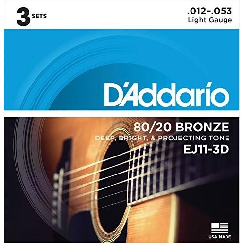 D'Addario ダダリオ アコースティックギター弦 80 20ブロンズ Light .012-.053 EJ11-3D 3set入りパッ