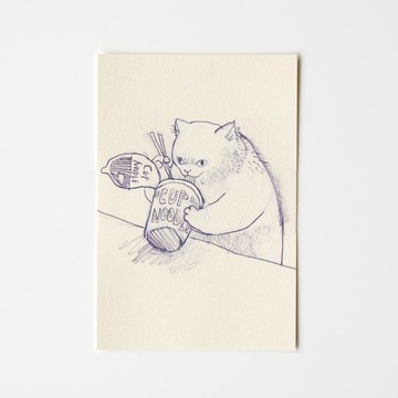 黒山 Kathy Lam Cup Noodles Cat 明信片