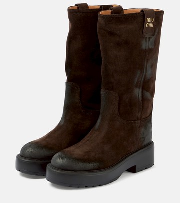 Miu Miu Logo suede ankle boots