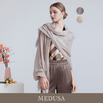 現貨【MEDUSA 曼度莎】素雅輕柔光澤感棉麻披肩絲巾 - 2色（F）｜女披巾 超大尺寸 透氣棉麻
