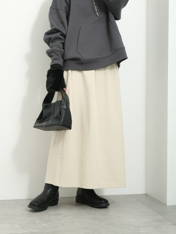 吸濕發熱加工素面後開衩剪裁長裙(FG37L0L0580) - Samansa Mos2 blue