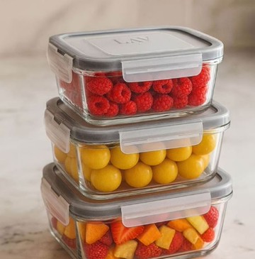 年末瘋殺5折｜土耳其LAV HORECA 玻璃保鮮盒(可微波)-方形組合