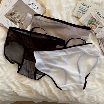 內褲 Ins美式透膚蕾絲內褲涼感透氣無痕性感內褲中腰三角褲女士舒適大尺碼內褲女 10904