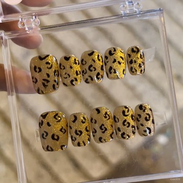 ✨Hannah✨純手工穿戴甲爆閃貓眼手繪豹紋顯白ins小紅書爆款美甲小衆高級感精緻穿戴甲 ATKE