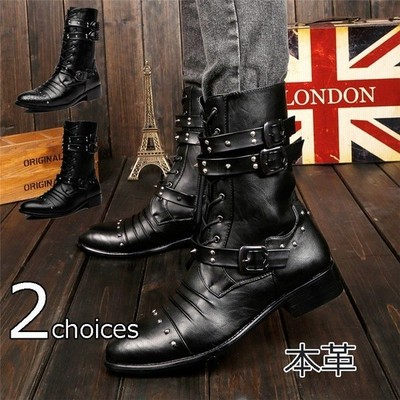 マーティンブーツ メンズ ライダースブーツ 本革ブーツ ミリタリーブーツ シューズ ローヒール 皮靴 ベルト付き かっこいい 紳士靴 男性用シューズ 秋冬 通販 Lineポイント最大get Lineショッピング