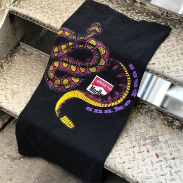 美式vibe風t恤3D蛇印花短袖T恤圓領歐美風阿美咔嘰潮牌半截袖超火