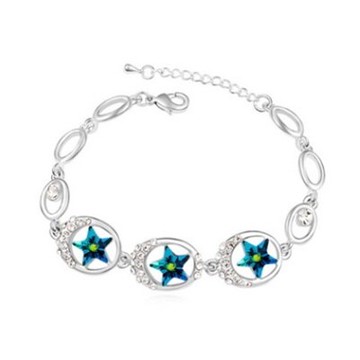 925純銀手鍊 水晶手環-時尚獨特五角星鑲鑽情人節生日禮物女飾品4色73jw129【獨家進口】【米蘭精品】