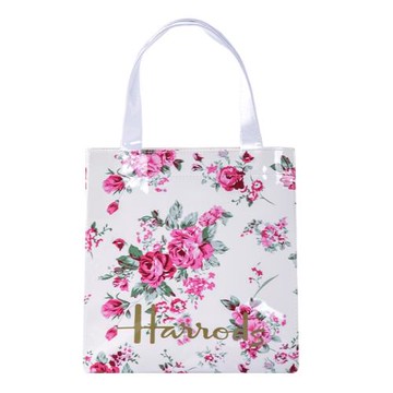 Harrods新款 英倫名品PVC牡丹花防水環保購物袋單肩手提包
