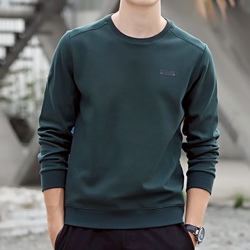 春季新款長袖t恤男寬松休閑潮流上衣體恤薄款圓領純棉衛衣男春秋