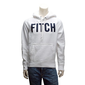 Abercrombie & Fitch 簡約字母內刷毛長袖連帽TEE(男-白-M)