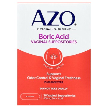 AZO, 硼酸，女性私密部位栓劑，600 毫克，30 粒栓劑