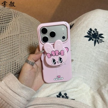 韓系ins少女心粉色蝴蝶結兔子 適用iPhone 17 15 16 Pro Max 磁吸 支架 手機殻 防摔 手機掛繩