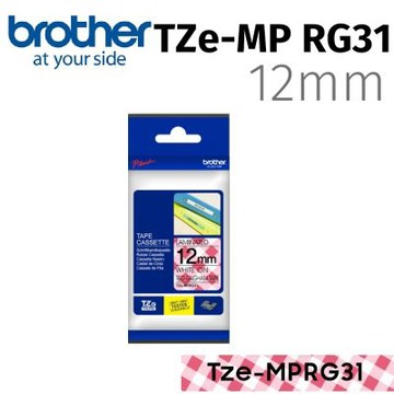 【Brother 兄弟】TZe-MP RG31 創意護貝標籤帶 (12mm 俏紅格紋)