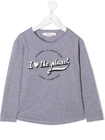 Bonpoint - slogan print long-sleeve top - kids - 4 - Grey