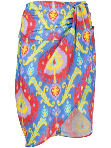 MC2 Saint Barth - Amanda ikat-print skirt - women - Linen/Flax/Cotton - M - Blue