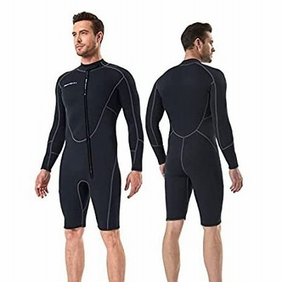 Seaskin Long Sleeve Shorty Wetsuit Mens 3mm Neoprene Diving Suits Front Zip