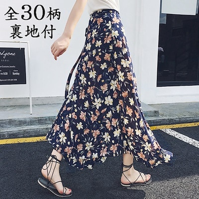 全30柄裏地付き巻きスカート ラップスカート マキシスカート 花柄シフォンスカート リゾート系 楽ちん ロングスカート スカート 裏地付き 通販 Lineポイント最大5 0 Get Lineショッピング