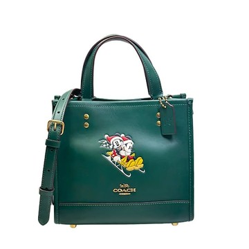 【COACH】迪士尼聯名款皮革兩用托特包-綠