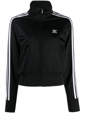 adidas - trefoil-logo cropped zipped sweatshirt - women - Recycled Polyester - M - Black