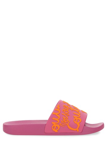 versace jeans couture slide sandal with logo