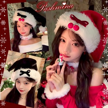 新品7416【❤︎🍒櫻桃熱紅酒聖誕帽❤︎】自留款聖誕帽聖誕帽成人聖誕帽髮夾聖誕髮箍聖誕裝聖誕節套裝聖誕節洋裝聖誕節裝飾