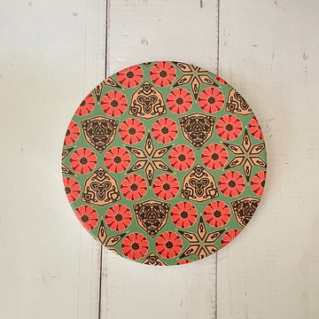 圓滾滾杯墊 ∣ 霞紅石榴花