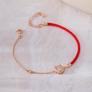[925純銀]MARIGOLD本命小龍紅繩手鍊【KMD515】-玫瑰金