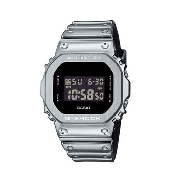 【CASIO 卡西歐】G-SHOCK 金屬光澤 金屬錶殼 經典方型 銀_GM-5600YM-8_43.2mm