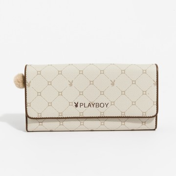 PLAYBOY - 翻蓋長夾  Bunny Lattice系列 - 咖啡色/561-0112-26-3