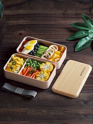 日式便當盒 雙層 大容量 可微波 分隔 密封 保鮮餐盒 環保 學生便攜餐盒