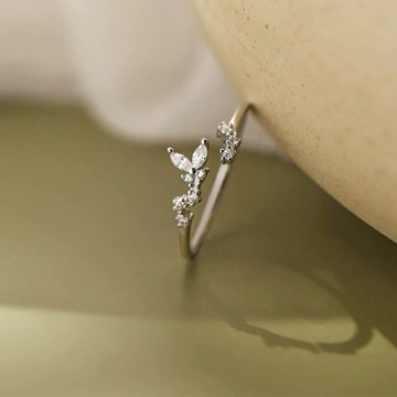 Sweet Air L06 可調式戒指 可調戒指 日韓流行時尚戒指 設計款 唯美蝴蝶 水鑽百搭 戒指 開口戒 配件 飾品