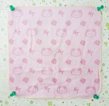 【震撼精品百貨】Hello Kitty 凱蒂貓 方巾/毛巾-粉字 震撼日式精品百貨