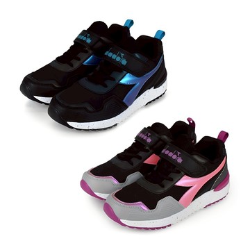 DIADORA迪亞多那 大童炫彩越野鞋 童運動鞋 童鞋 時尚 防潑水 寬楦 輕量 吸震 減壓 健康鞋墊 止滑 黑藍 黑粉