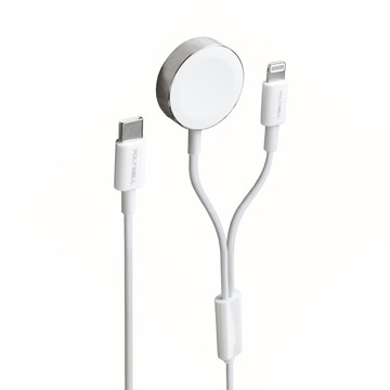 POLYWELL 寶利威爾 蘋果磁吸快充線 手錶手機二合一  1m  白色  1條