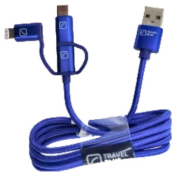 Travel Blue 英國藍旅 USB/USB-C/Lightning 三合一數據線  藍色  1條