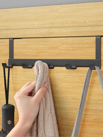 廚房勺子鏟子置物架免釘門背式5連鉤浴室無痕掛架免打孔壁掛排鉤