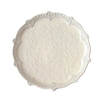 義大利VBC casa-手工浮雕蕾絲系列16cm點心盤(米白色/6.2吋)