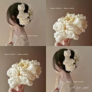 🌸臺灣出貨🌸氛圍花事!大號多層蝴蝶結抓夾!頭飾超僊顯髮量鯊魚夾盤髮器髮夾e0111