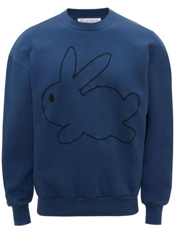 JW Anderson - bunny-embroidered cotton sweatshirt - unisex - Cotton - M - Blue