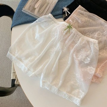 ✨精選好物✨女士中腰性感蕾絲安全褲  純欲透明打底褲  夏季誘惑平角內褲女  蕾絲透明內褲  夏季薄款四角褲女