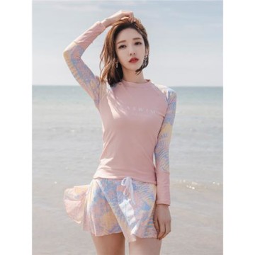 長袖泳衣女分體運動韓國專業游泳速干保守遮肚顯瘦裙式新款游泳衣