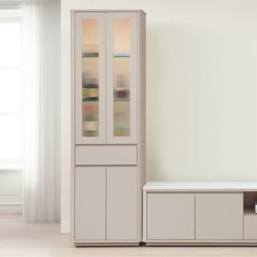 文創集   杜蘭2尺單抽四門展示櫃/收納櫃(內置LED氛圍燈) -60x40x198cm免組