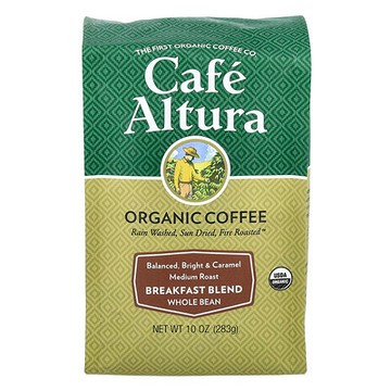 Cafe Altura, 有機咖啡，早餐混合物，全豆，中度烘焙，10 盎司（283 克）