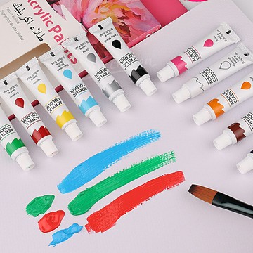 12色 壓克力顏料 盒裝套裝 丙烯顏料 水彩顏料 彩繪 上色 畫畫 美術工具 畫材【BlueCat】【JC5270】