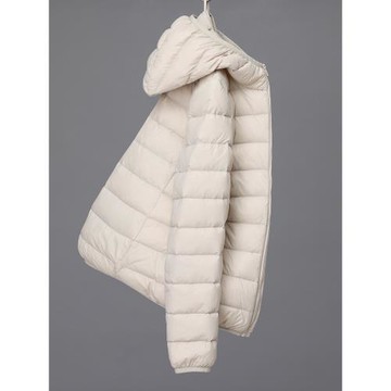 萱絨輕薄羽絨服女短款2024年新款輕便休閑白鴨絨連帽秋冬保暖外套