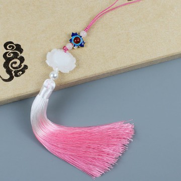 中國結吊穗古風漢服衣襟民族風壓襟吊墜白玉蓮花流蘇掛件漸變穗子