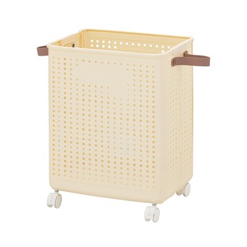 ikloo 宜酷屋 可折疊提把收納籃 附輪  50 x 37 x 29cm  淺咖色  1個