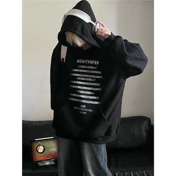 美式高街幻影字母印花連帽套頭衛衣外套男士秋季痞帥炸街潮牌上衣
